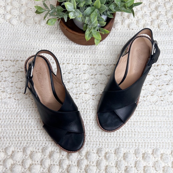 MADEWELL Women’s The Ruthie Crisscross Sandal Leather Black Round Block Heel 6.5 - Picture 13 of 13
